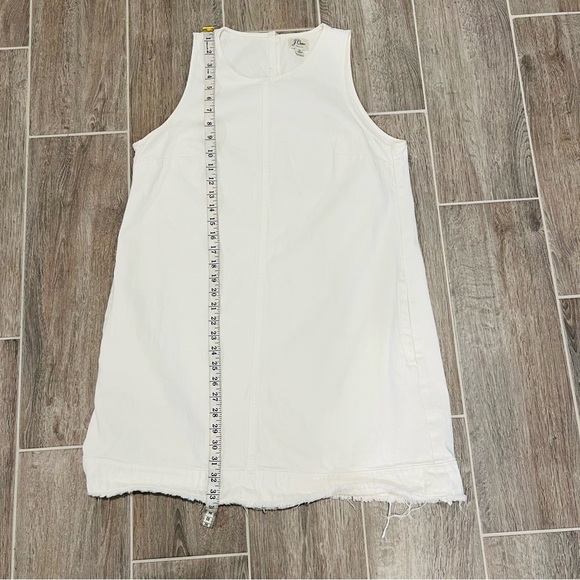 J. Crew White Cotton Frayed Hem Sleeveless Denim Dress. Size 12. - Picture 12 of 13